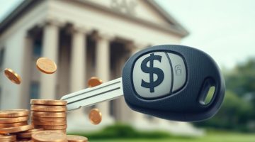 Chave de carro com cashback e moedas caindo.